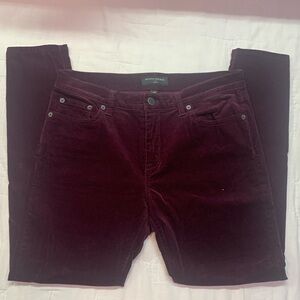 Banana Republic Women's 29P Petite Skinny Corduroy Pants Burgundy Maroon Stretch